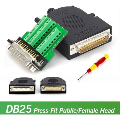DB25 Breakout Connector Solder-free Thin Male Female 25PIN Plug Adapter Board Terminal Serial Parallel Port Plugs