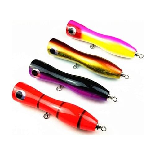 Popper Grouper Amberjack Tuna Big Game Saltwater Topwater Popper Lure Wood Bait