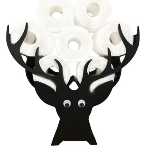 Paper Towel Holder Christmas Elk Head Shaped Metal Bathroom Kitchen Accessories Cast Iron Roll Paper Holder Freestanding Storage