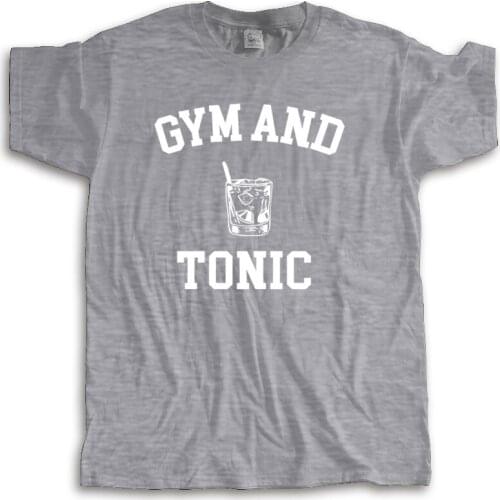 Cotton Tshirt mens summer Tops Gym And Tonic Short Sleeve Black T-Shirt Size Cartoon t shirt summer teeshirt plus size