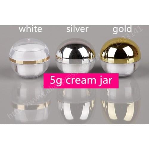 Hot sale 200pcs 5 Grams High Quality Ball Shaped Acrylic Jar With Lid, 5g Sample Eye cream Lip Gloss Container