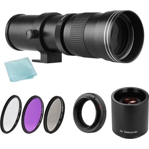 Camera MF Super Telephoto Zoom Lens F/8.3-16 420-800mm T Mount + UV/CPL/FLD Filters Set for Canon EF-mount EOS Rebel T7 T7i T6