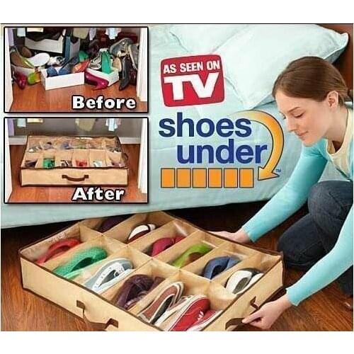 Storage box, bed, non-woven fabric, 8 grid, transparent shoe bag, shoe collecting bag, collecting bag, household storage box*3