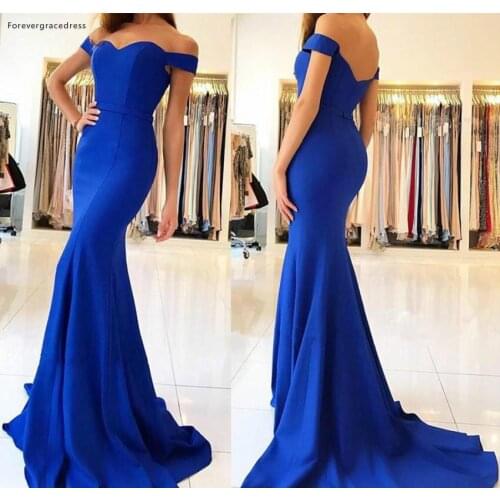 Royal Blue Bridesmaid Dresses 2019 Mermaid Off Shoulder Summer Country Garden Formal Wedding Party Guest Maid of Honor Gowns
