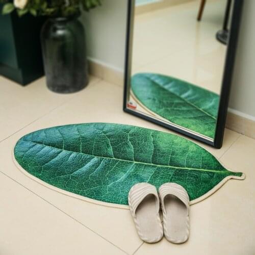 Creative green leaf carept for livingroom plant Children crawling rugs baby bedroom kitchen bath mat door carpet pet dogs tapete