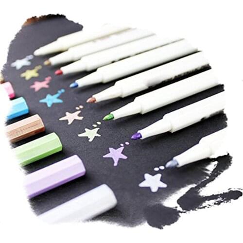 Premium Metallic Marker Pen 10 Assorted Colors For Adult Coloring Books Art Rock Painting Card Making Metal - Fine Tip