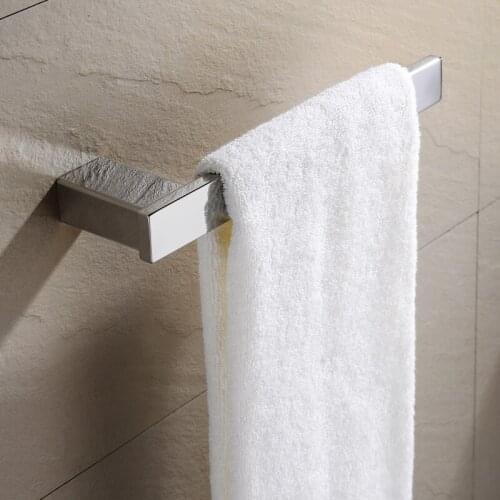 Single Pipe Wall Mounted Towel Holder Shelf Rack Stainless Steel Bathroom Toilet Square Towel Hanger