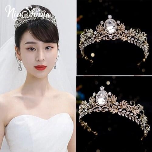 NiuShuya Queen Crystal Bridal Tiaras Headband Wedding Crowns Baroque Big Rhinestone Pageant Diadem Hair Jewelry Accessories