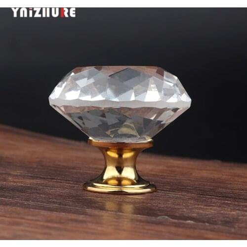 New High-end Design K9 Diamond Shape Crystal Glass Knobs Cupboard Drawer Pull Kitchen Cabinet Door Wardrobe Handles Hardware