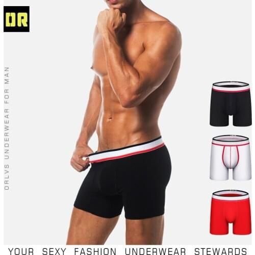 ORLVS Brand Male Underwear Men Boxershort Penis Pouch Cotton Comfortable Underpants Men Sleepwear Breathable Gay Boxer Shorts