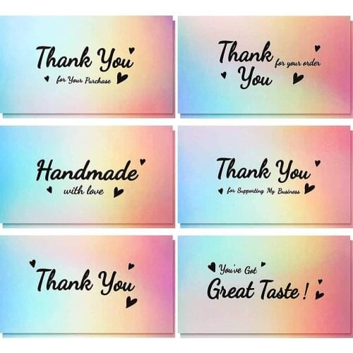 10-50pcs 5*9cm Multiple Styles Laser Thank You Cards for Supporting My Small Business Order Shopping Purchase Greeting Card
