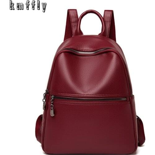 Simple Ladies PU Leather Backpack Classic Casual Large Capacity Ladies College Style School Sac Portable Female Bag Travel Bag
