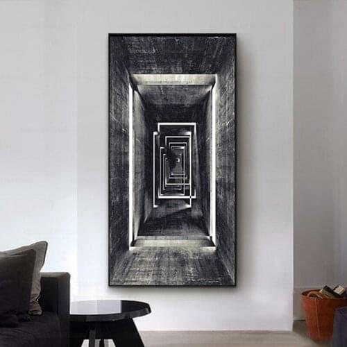 Retro Abstract Geometric Canvas Paintings Infinite Corridor Posters and Prints Wall Art Picture Room Cuadros Home Decoration