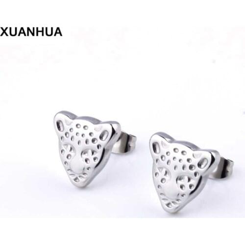 XUANHUA Stainless Steel Earings Fashion Jewelry Stud Earrings For Women Jewelry Brincos Leopard Head Earrings Men 2019 Wholesale