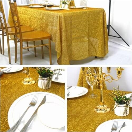 Gold Silver Color New Design Shiny Sequin Table Cloth Glitter Tablecloth Overlay Wedding Event Party Banquet Decoration