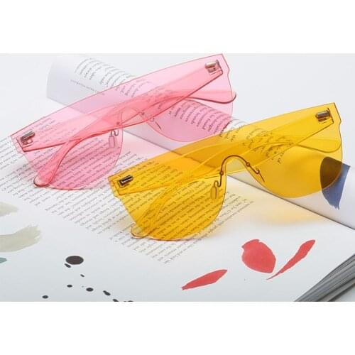 Candy Color Sunglasses Women Luxury Brand Square Blue Clear Sunglasses Ladies Men Driving Eyewear Rivet Sun Glasses #245097