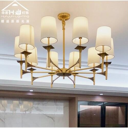 Modern American simple metal long living room bedroom fashion designer model room cloth art tea room leisure chandelier