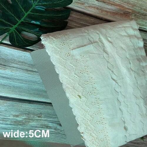 5CM Wide Modern Embroidery Beige flower lace fabric trim ribbon applique DIY sewing collar Ruffle guipure wedding Cloth decor