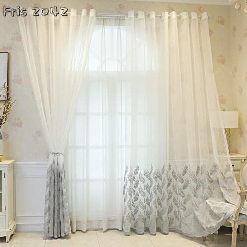 Modern and Simple Pastoral Embroidery Tulle White Wild Translucent Partition Tulle for Living Dining Room Bedroom