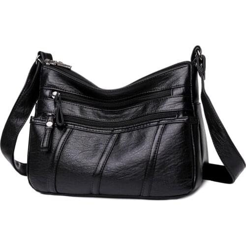 Womens Bag Wild Fashion Multi-Layer Casual Messenger Solid Bags Ladies Small PU Leather Shoulder Crossbody Bag