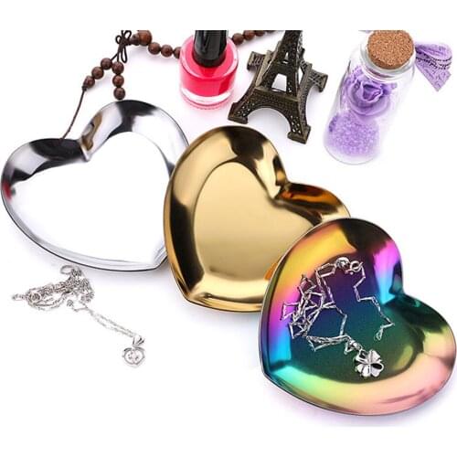 Heart-shaped Jewelry Ring Storage Tray Holder Chain Earrings Candy Nuts Organizer Trays Home Decoration Storage Plate