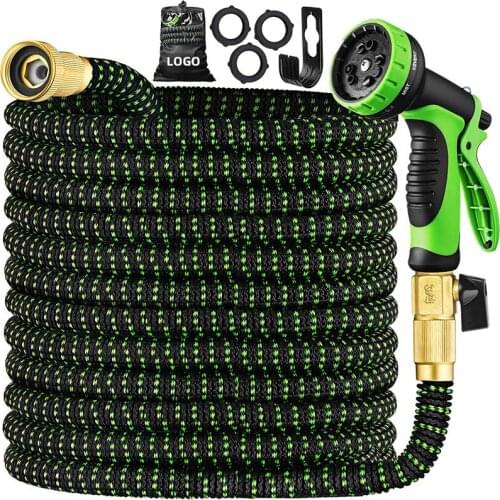 Retractable Garden Hose 25FT Flexible Water Hose with Multifunction Sprayer Nozzle and 3/4" Brass Fittings for Watering Washing