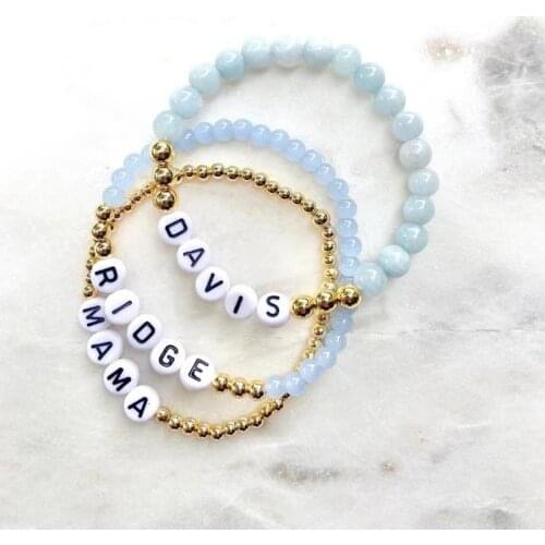 Women Natural Stone Gold-color Bead Bracelet Personalized Customized Name Gifts for Friends Fashion Elastic парные браслеты