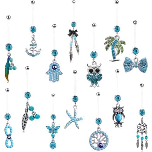 1PC Flexible Navel Belly Piercing Pregnancy Maternity Bar Ring Body Belly Piercing Dreams Catcher Belly Rings Heart Navel Rings