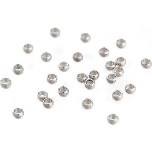 100pcs Small 304 Stainless Steel Crimp Beads Spacer Bead for Jewelry Making DIY Bracelet Accessories 2.5x1.5mm Hole: 1~1.5mm