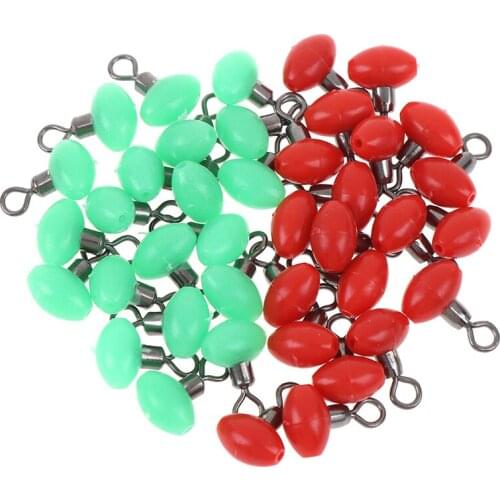 20Pcs Cross-Line Swivels & Bead T Shape Pulley Slide Rig Connector Luminous Green Saltwater Fishing Terminal Tackle