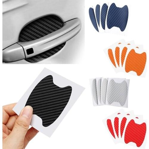 4Pcs/Set Hot Sale Car Door Sticker Carbon Fiber Scratches Resistant Cover Auto Handle Protection Film Exterior Accessories