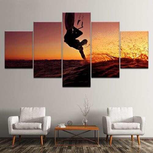 5 panel HD printed canvas painting art Extreme sport surf Modern home decor wall art pictures for living room decor artwork