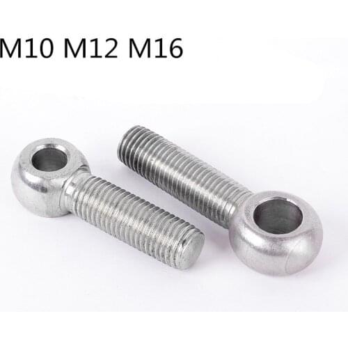 5PCS M10 M12 M16 EYE BOLTS A2 STAINLESS STEEL 304 THREADED BOLTS COMPONENT CONNECTER