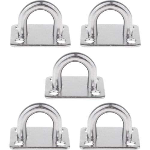 5pcs M5 Wall /Ceiling Hook Stainless Steel Pad Eye Plate Marine Boat Rigging,Silver