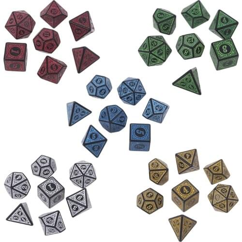 OOTDTY7Pcs Digital Number Multi-faceted For Kid/Adult Toys/Games Resin Dice with Box