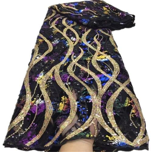 Sequin African Net Tulle Fabric 2021 High Quality Embroidery With Sequins Nigeria Mesh Lace Turtle African Material z21-17