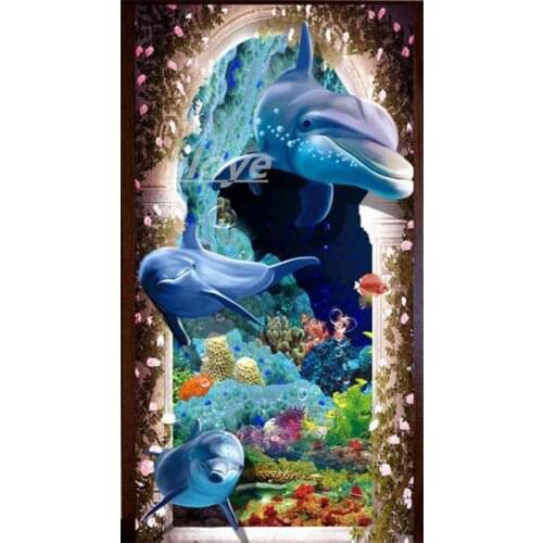 Large size 5D DIY full square/round Diamond painting dolphin Cross Stitch Diamond Embroidery Pattern Rhinestone Mosaic art CV239