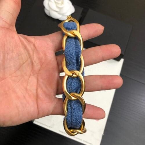 Brand Color Copper Blue Rope Chain Fashion Praty Jewelry Big Cuff Bracelet Vintage Design