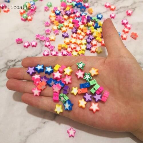 1000 pcs Multicolor Star Shaped Polymer Clay Spacer Beads For DIY Handmade Jewelry Craft Accessories 10mm
