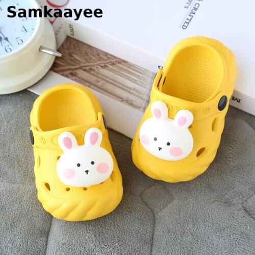 1-15y Kids Mules Clogs Summer Girls Boys Cartoon Rabbit Sandals Toddler Slippers Non-slip Children Beach Flats Garden Shoes S15