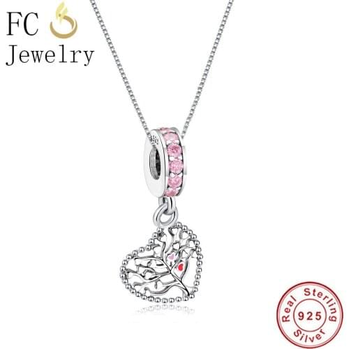 FC Jewelry 925 Sterling Silver Tree of Life CZ Crystal Pendant For Women Girl Chain Boho Statement Necklaces Choker Trinket Gift