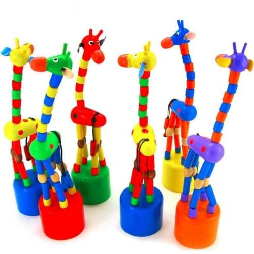 Giraffe Figurines Garden Decor Toddler Children Learning Toys Wooden Animal Giraffe Baby Kids Developmental Toy