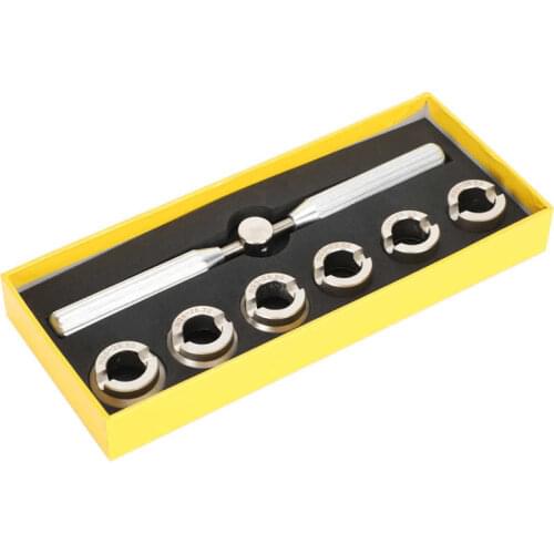 5537 Steel Watch Back Cover Case Opener Wrench with 6pcs Dies Ergonomic Repair Tool Accessory Set for Watchmakers