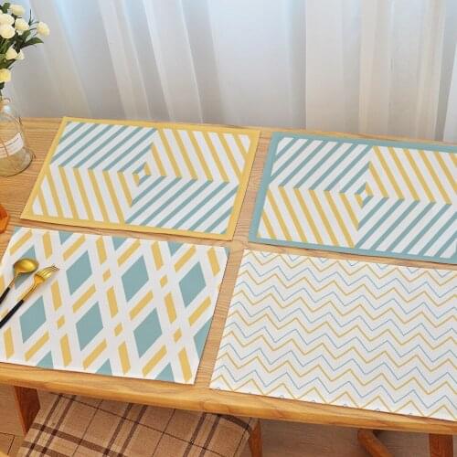 Geometric Yellow Western Placemat Waterproof And Oil-Proof Easy To Take Care Of Dessert Placemat Home Supplies