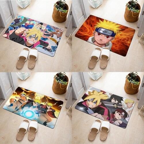 NARUTO Carpet Flannel Mat Digital Printing Cartoon Animation Non-slip Absorbent Mat Indoor Home Decorations Polyester Material