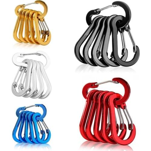 5Pcs Aluminum Alloy Carabiner Keychain Lock Buckle Outdoor Backpack Camping Hiking Climbing Snap Clip Booms Hook Fishing Tool