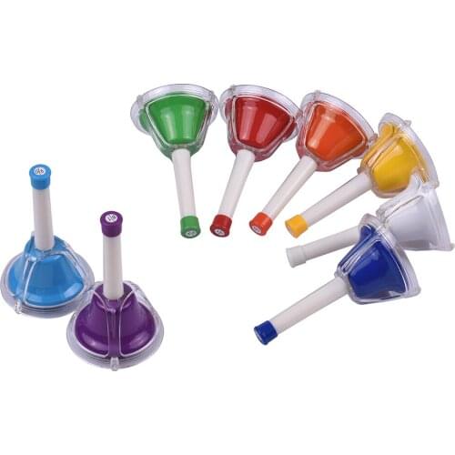 8 Note Diatonic Metal Bell Colorful Handbell Hand Percussion Bells Kit Musical Toy for Kids Children for Musical Learning