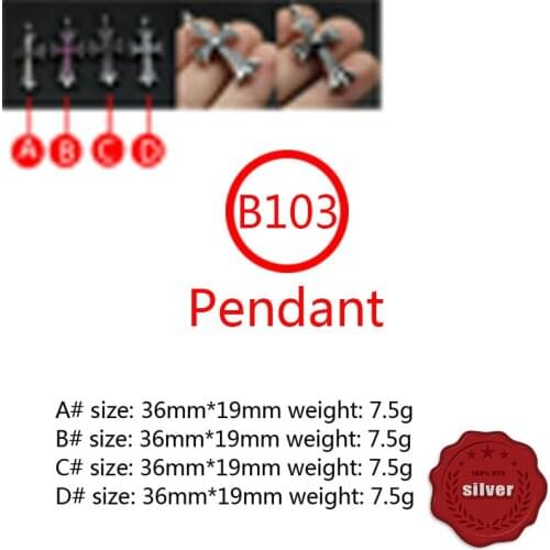 B103 S925 sterling silver pendant jewelry retro same style popular cross flower hip hop punk style gift for lover new hot