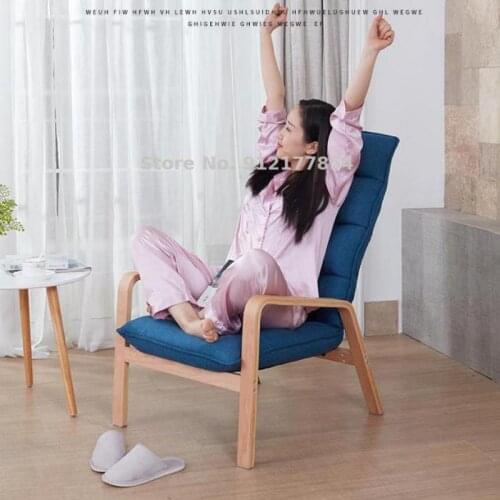 Lazy sofa single small sofa Japanese-style high back chair balcony bedroom leisure adjustable solid wood recliner for the elderl