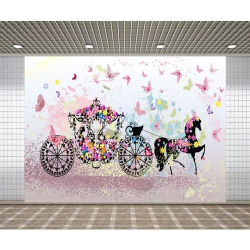 Lyavshi Flowers Butterfly Carriage Birthday Party Backgrounds Photobooth Photocall Photo Studio Photography Backdrops